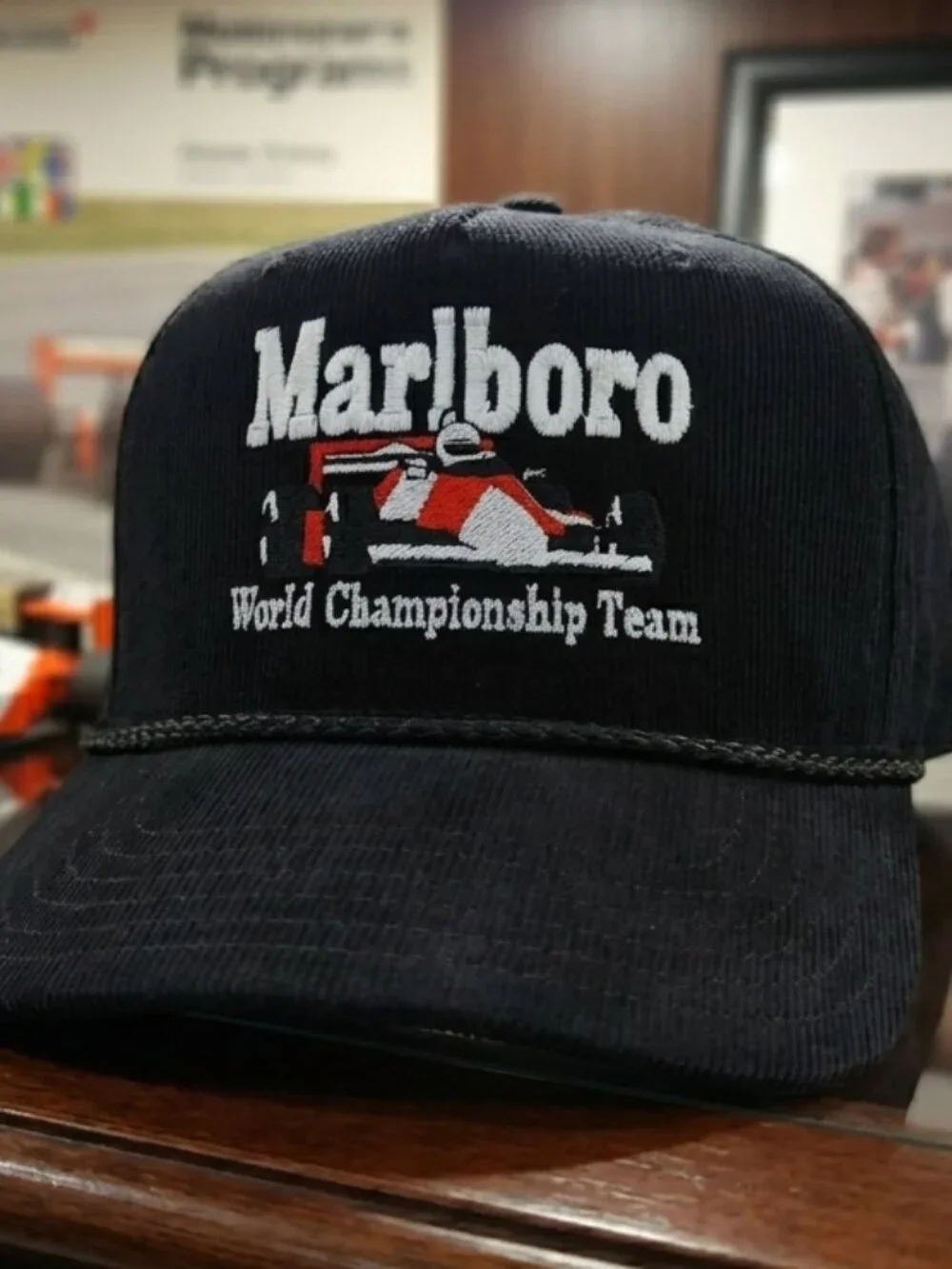 Marlboro Racing F1 World Championship Embroidered Corduroy Rope Hat Snapback GP